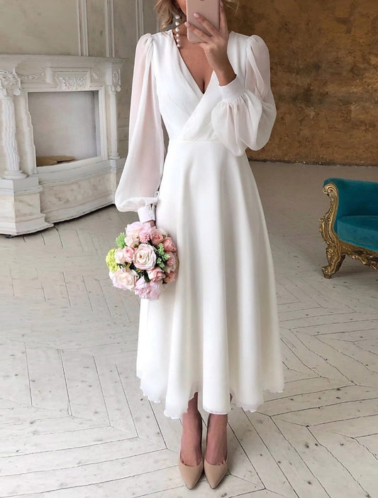 Théa | Women's Long Sleeve Wrap Midi Tea Dress
