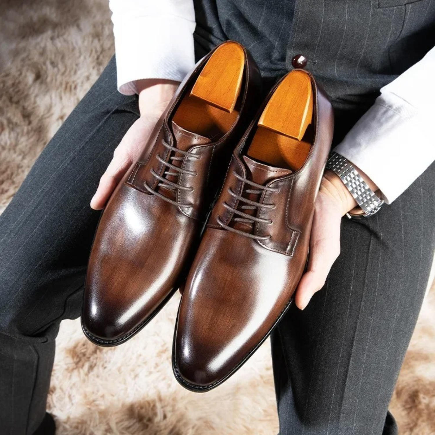Daniel | Men's Black Leather Derby Dress Shoes
