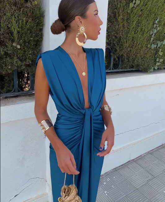 Calanthe | Women's Twist Front Plunge Maxi Dress