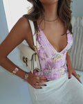 Pixie | Deep V-Neck Iridescent Sequin Sleeveless Fitted Crop Top