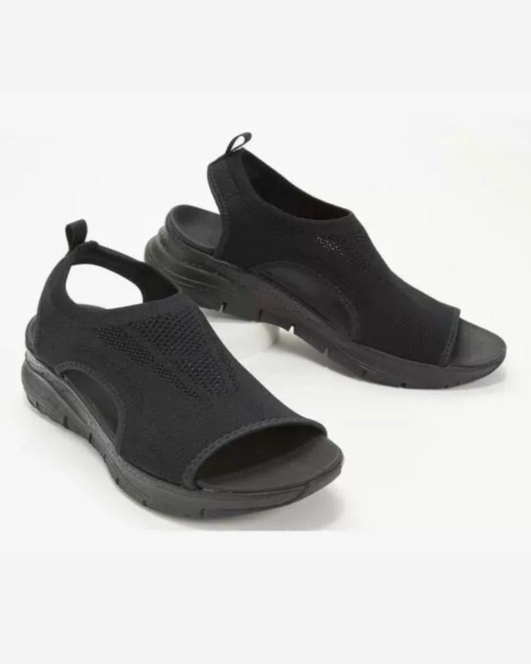 Luna | Open Toe Knit Upper Slip-On Wedge Sandals