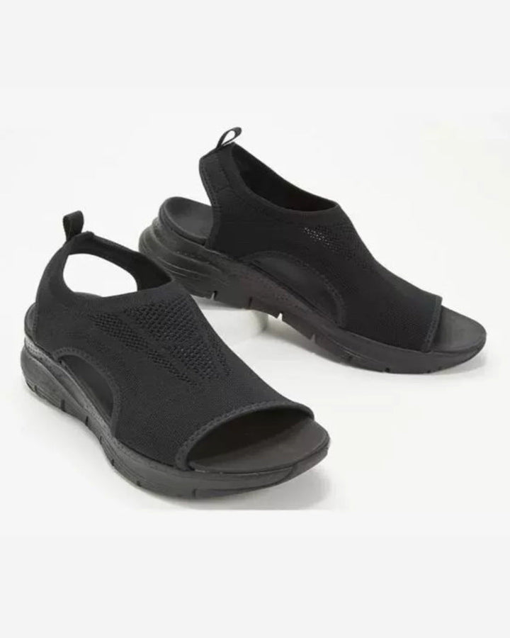 Luna | Open Toe Knit Upper Slip-On Wedge Sandals