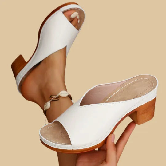 Stella | Metallic Open-Toe Block Heel Platform Mules