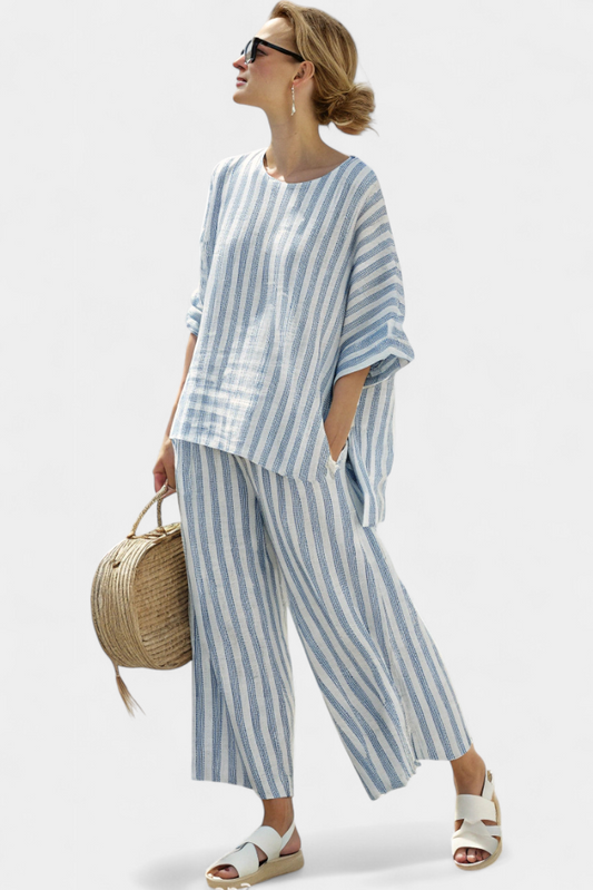 Hannah | Women's Striped Linen Co-ord Set for Effortless Summer Ease