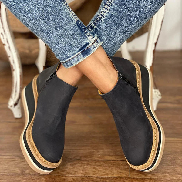 Chloe | Women's Tan Wedge Platform Ankle Boots