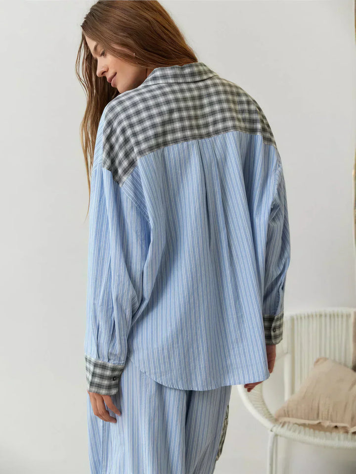 Lena | Plaid Oversized Shirt & Drawstring Jogger Trousers Set