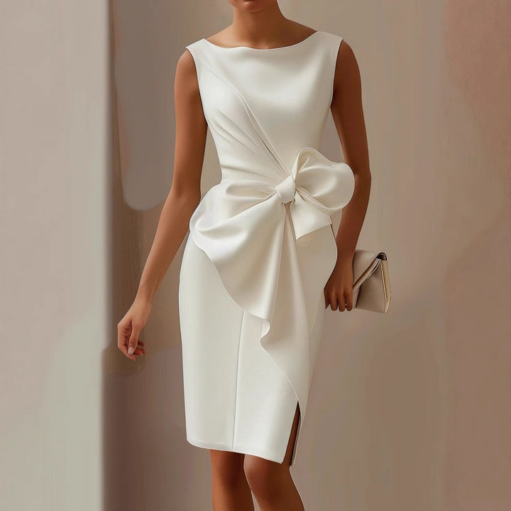 Bow | Satin Oversized Bow Bodycon Midi Dress