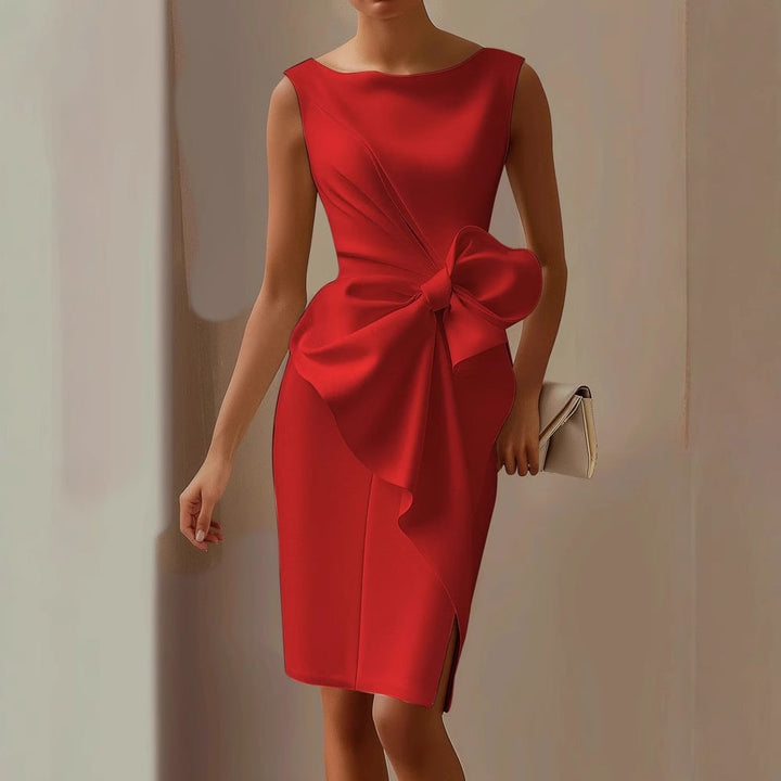 Bow | Satin Oversized Bow Bodycon Midi Dress