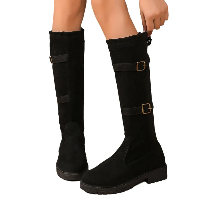 Stella | Women’s Casual Suede Buckle Long Boots