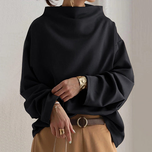 Sloane | Mock Neck Batwing Sleeve Oversized Sweatshirt Top