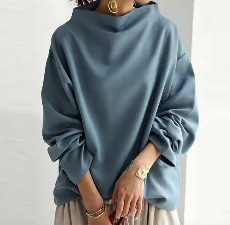 Sloane | Mock Neck Batwing Sleeve Oversized Sweatshirt Top