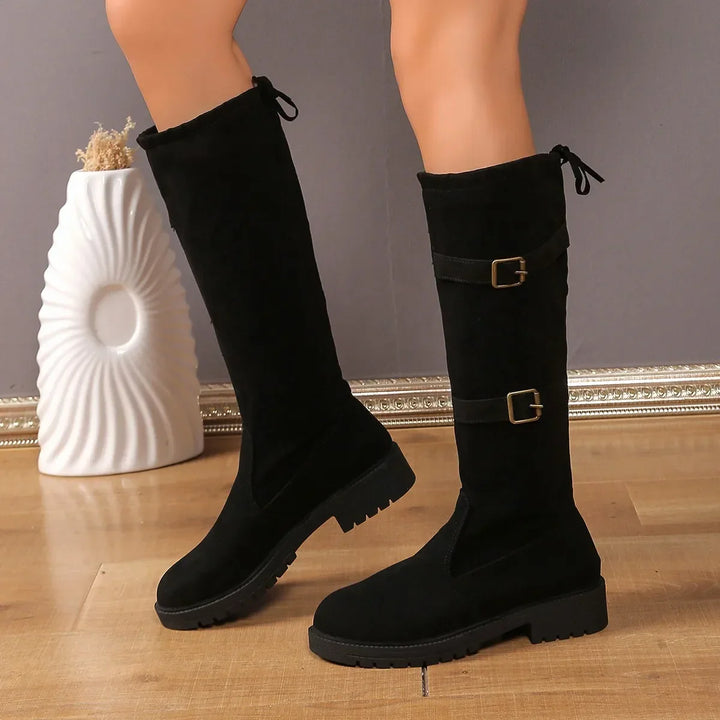 Stella | Women’s Casual Suede Buckle Long Boots