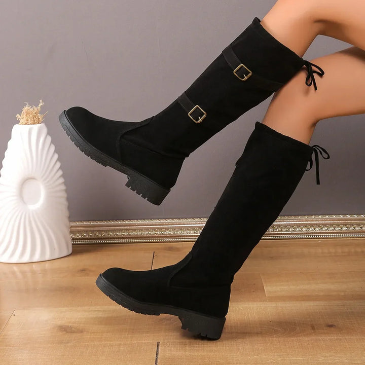 Stella | Women’s Casual Suede Buckle Long Boots