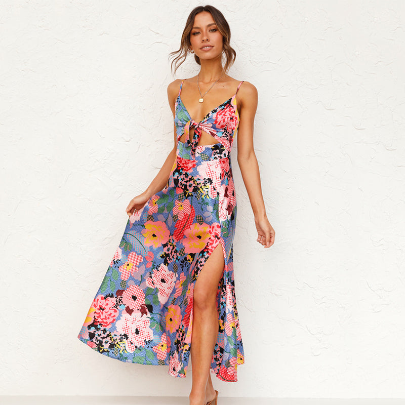 Flora | Floral Spaghetti Strap Cutout Maxi Dress