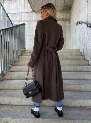 Renata | Women's Double-Breasted Notch Collar Longline Coat