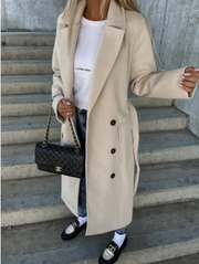 Renata | Women's Double-Breasted Notch Collar Longline Coat