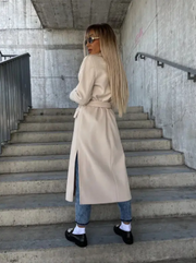 Renata | Women's Double-Breasted Notch Collar Longline Coat