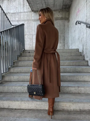 Renata | Women's Double-Breasted Notch Collar Longline Coat