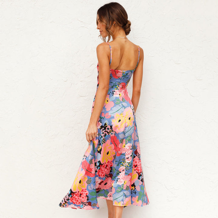 Flora | Floral Spaghetti Strap Cutout Maxi Dress