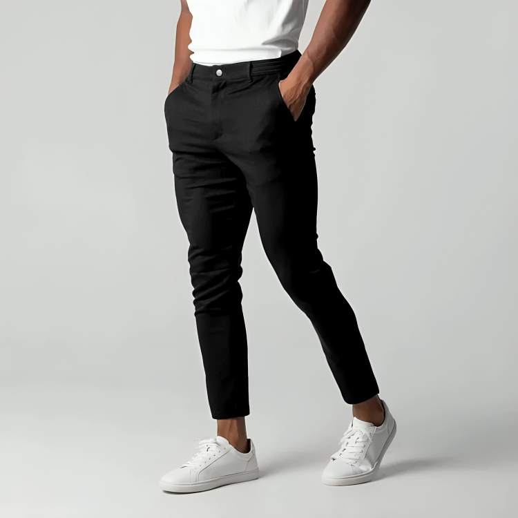 Marco | Men's Black Slim Fit Chino Trousers