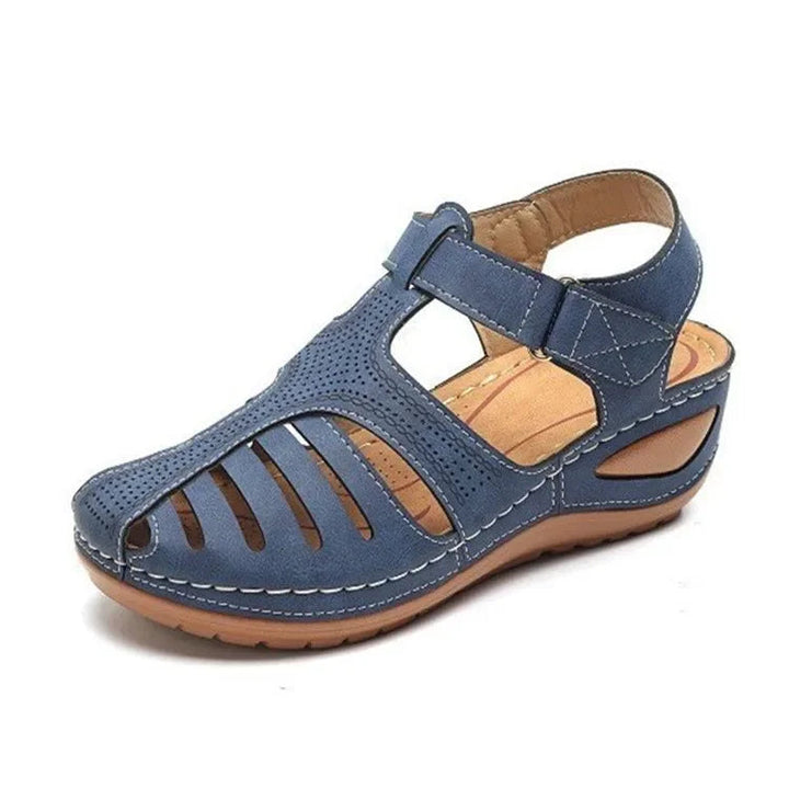 Sharon | Closed-Toe Cutout Velcro Wedge Sandals