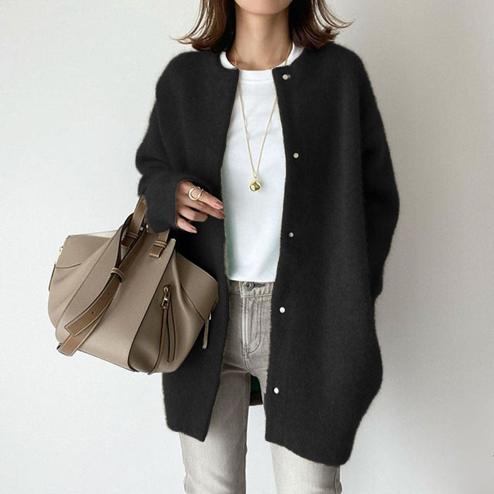 Emma | Women's Beige Wool Blend Cardigan Coat