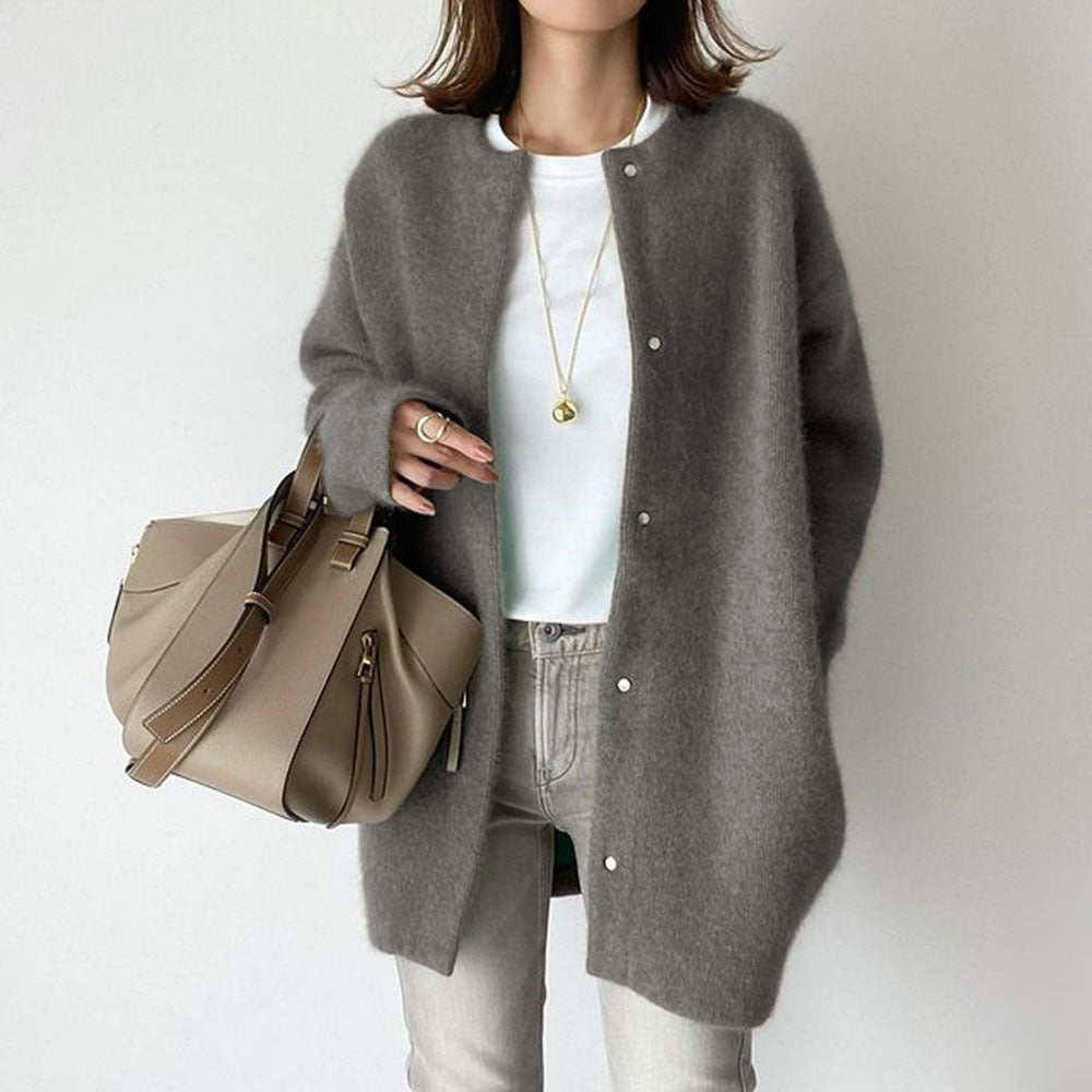 Emma | Women's Beige Wool Blend Cardigan Coat