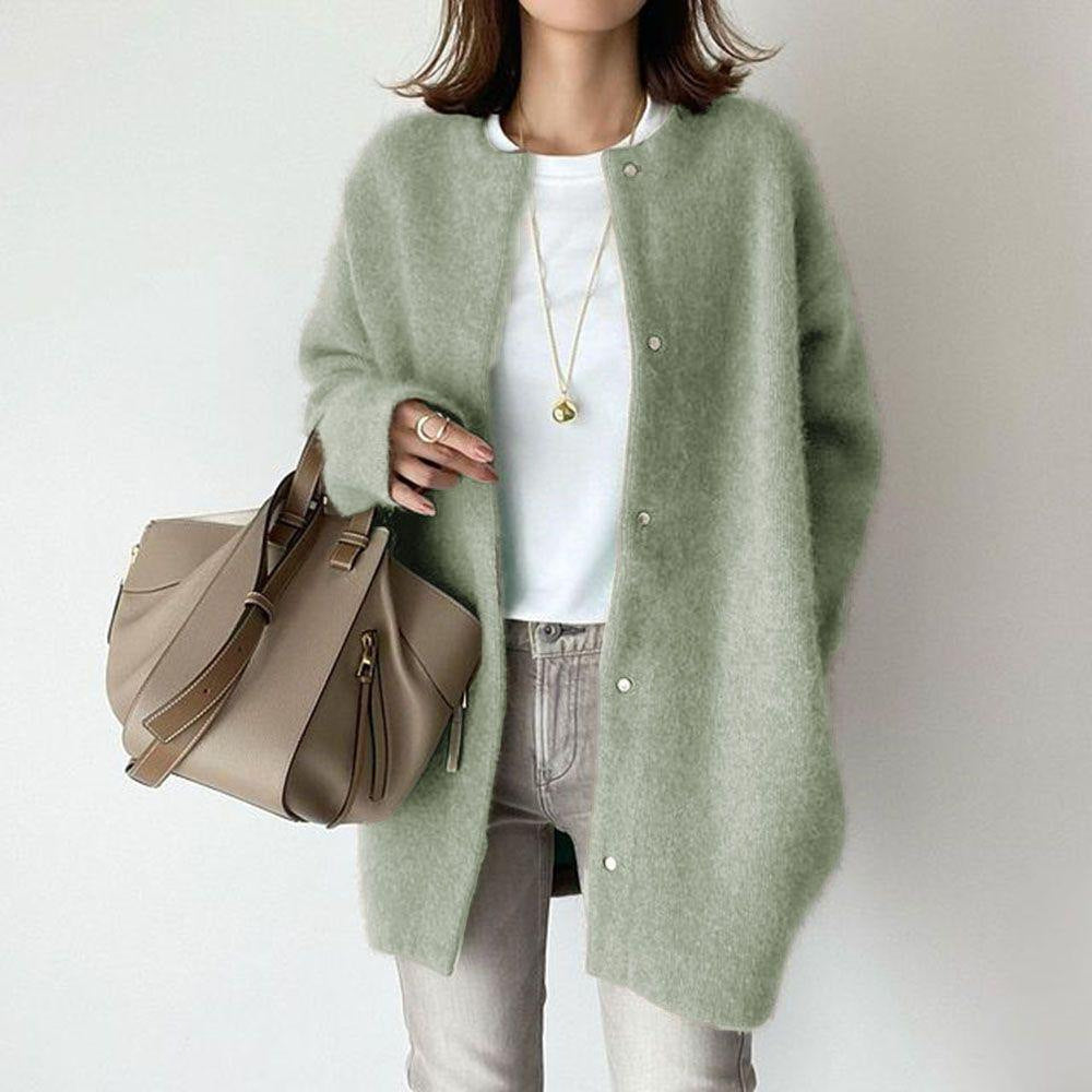 Emma | Women's Beige Wool Blend Cardigan Coat