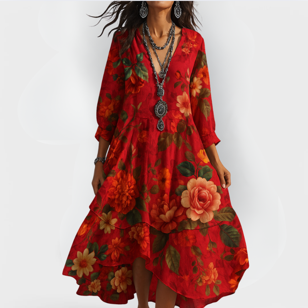 Fleur | Botanical Print Tiered Maxi Dress