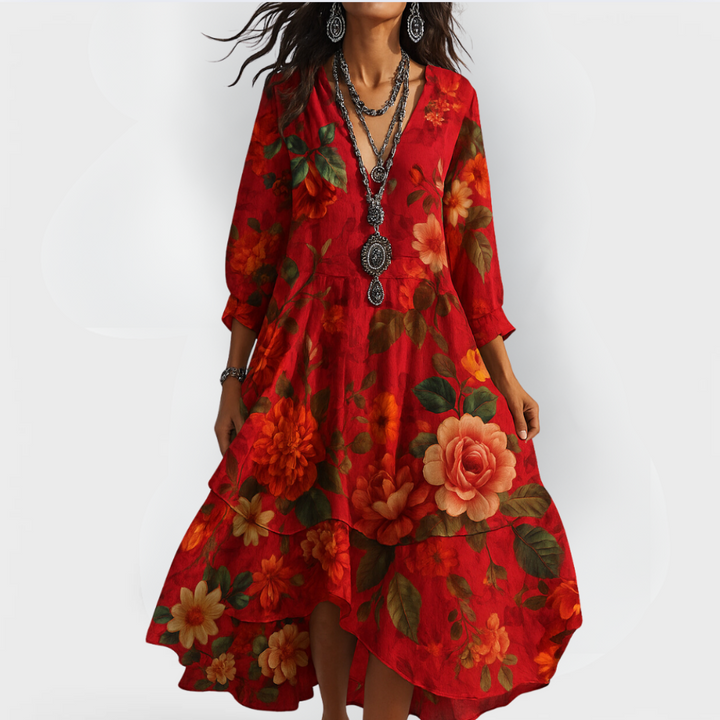 Fleur | Botanical Print Tiered Maxi Dress
