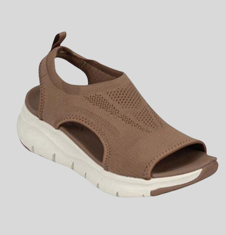 Luna | Open Toe Knit Upper Slip-On Wedge Sandals
