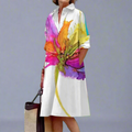 Cassiopée | Women's Floral Print Midi Shirt Dress