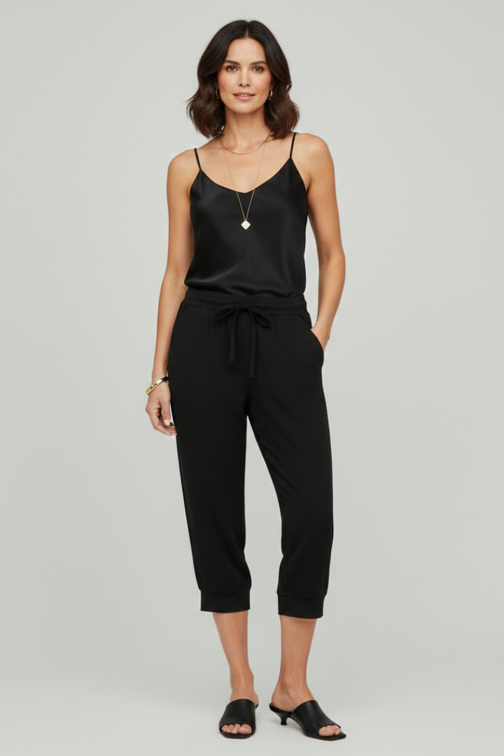 Kaya | Drawstring Waist Cropped Jogger Trousers