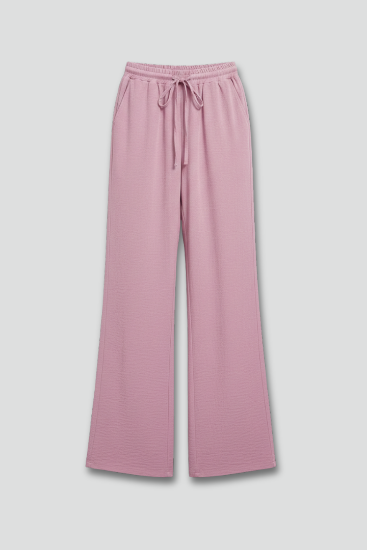 Mara | Drawstring Waist Textured Wide-Leg Trousers