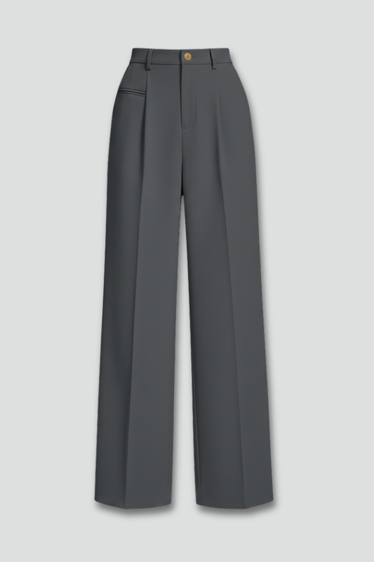 Reva | High-Waist Pleated Wide-Leg Tailored Trousers