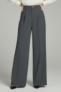 Reva | High-Waist Pleated Wide-Leg Tailored Trousers
