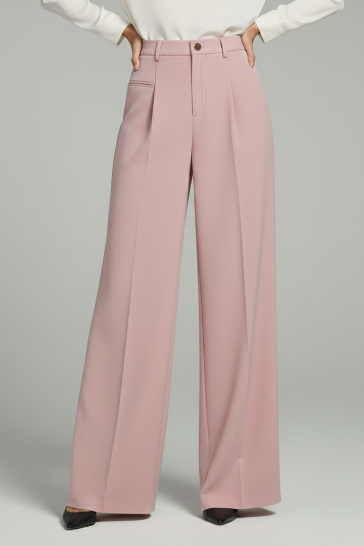 Reva | High-Waist Pleated Wide-Leg Tailored Trousers