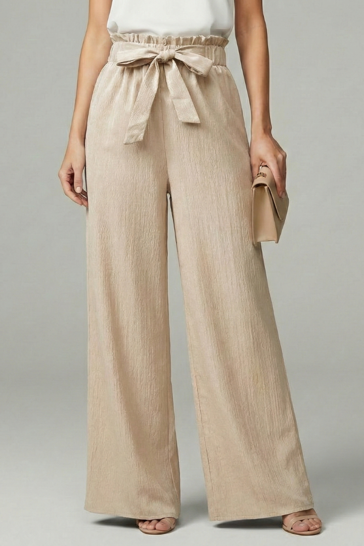 Paloma | Paperbag Waist Tie-Belt Wide-Leg Palazzo Trousers