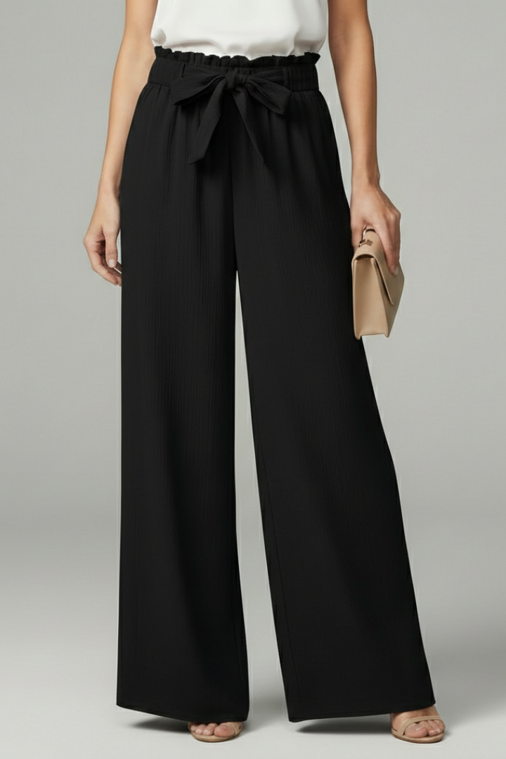 Paloma | Paperbag Waist Tie-Belt Wide-Leg Palazzo Trousers
