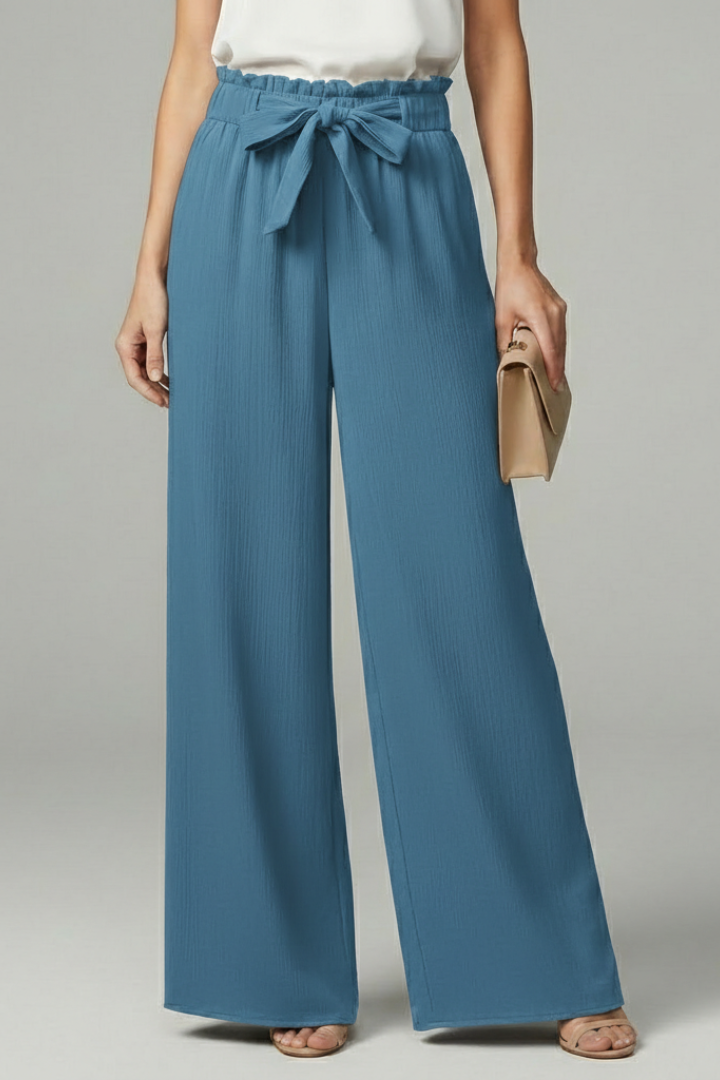 Paloma | Paperbag Waist Tie-Belt Wide-Leg Palazzo Trousers