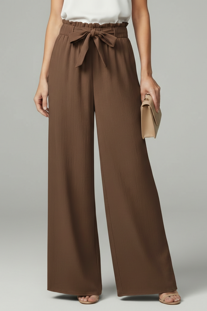 Paloma | Paperbag Waist Tie-Belt Wide-Leg Palazzo Trousers