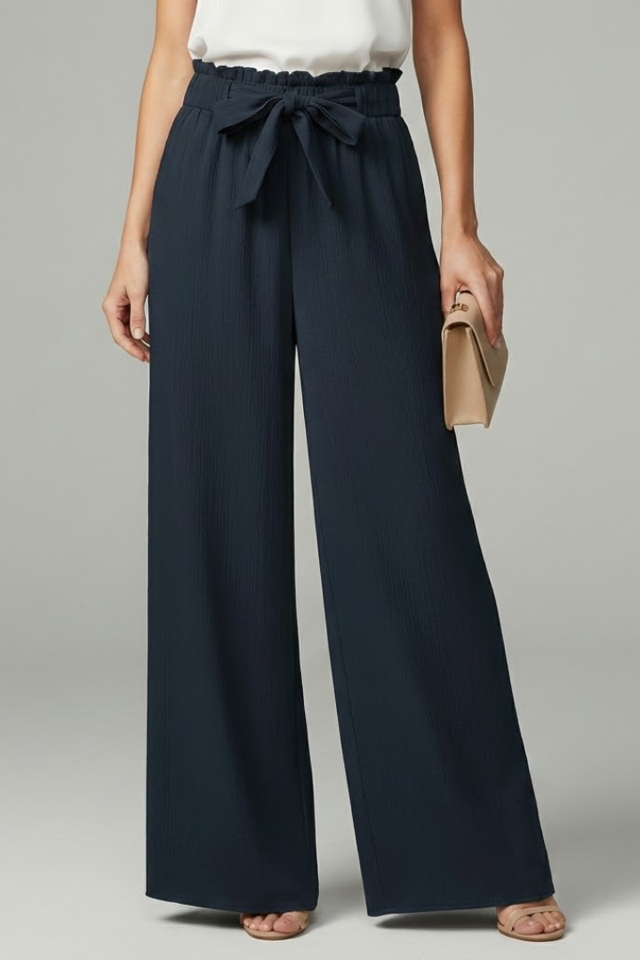 Paloma | Paperbag Waist Tie-Belt Wide-Leg Palazzo Trousers