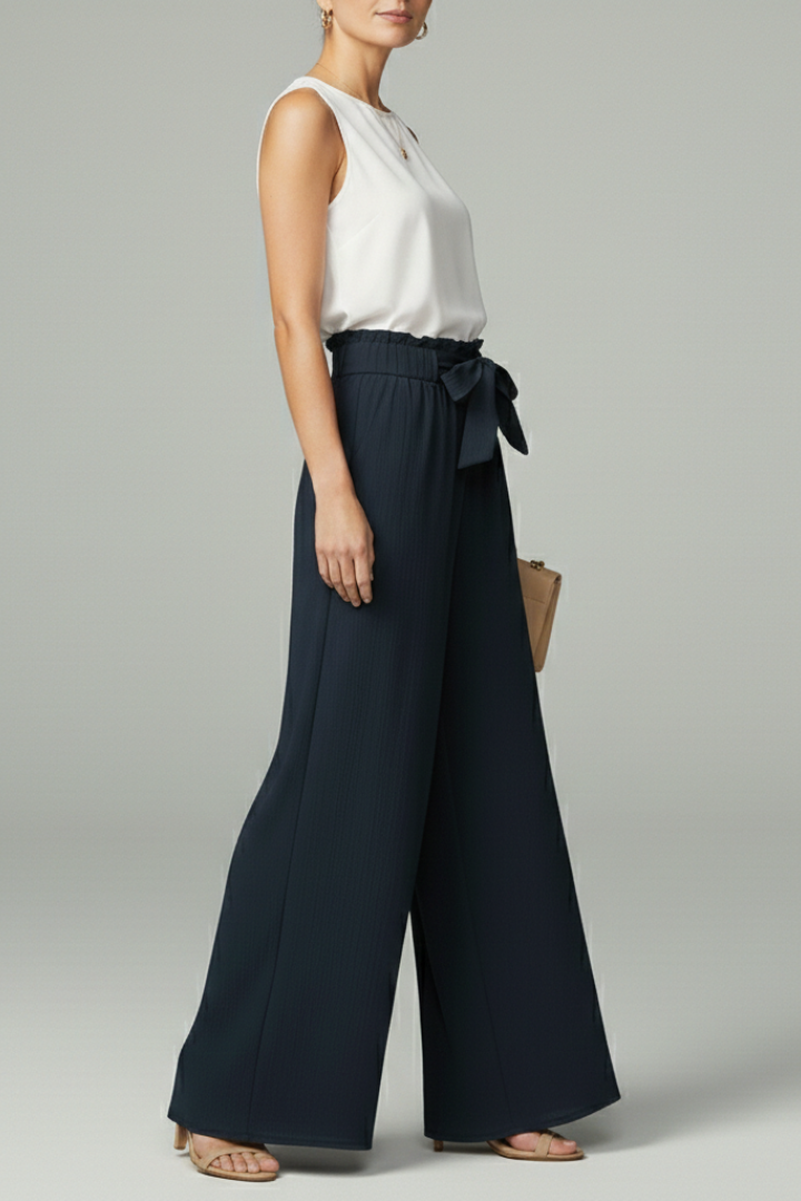 Paloma | Paperbag Waist Tie-Belt Wide-Leg Palazzo Trousers