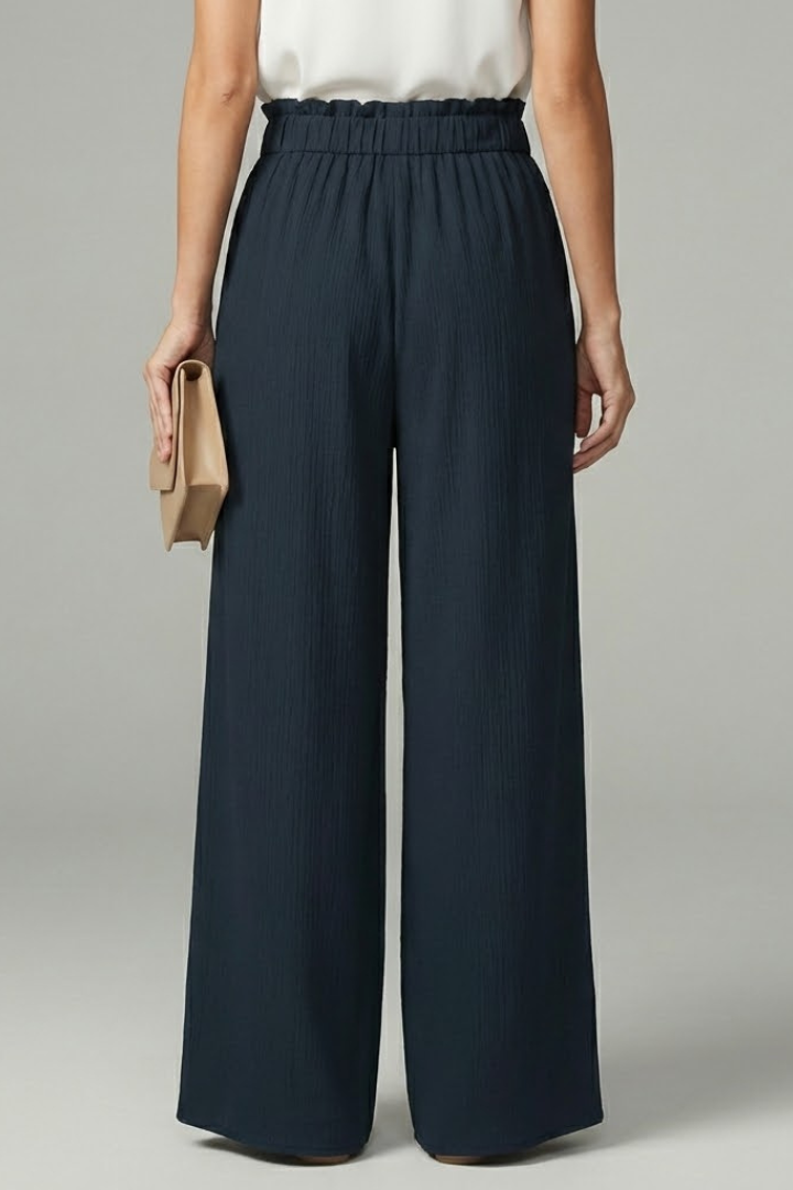 Paloma | Paperbag Waist Tie-Belt Wide-Leg Palazzo Trousers