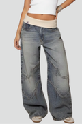 Zola | Contrast Waistband Barrel Leg Jeans