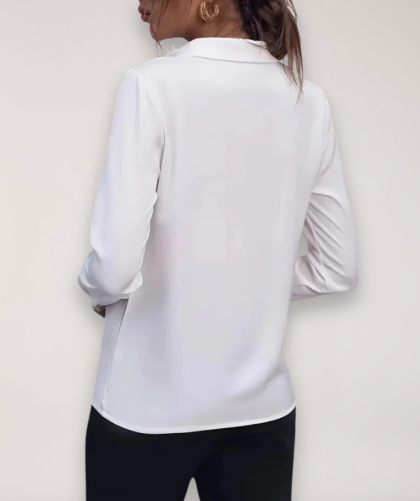 Stella | Classic Collared Long Sleeve Chiffon Blouse