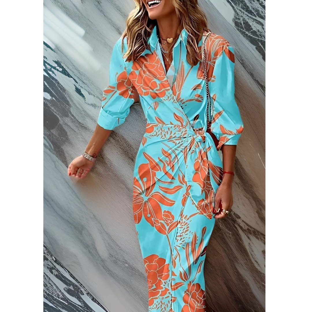 Zara | Bold Stripe Twist-Knot Shirt Midi Dress