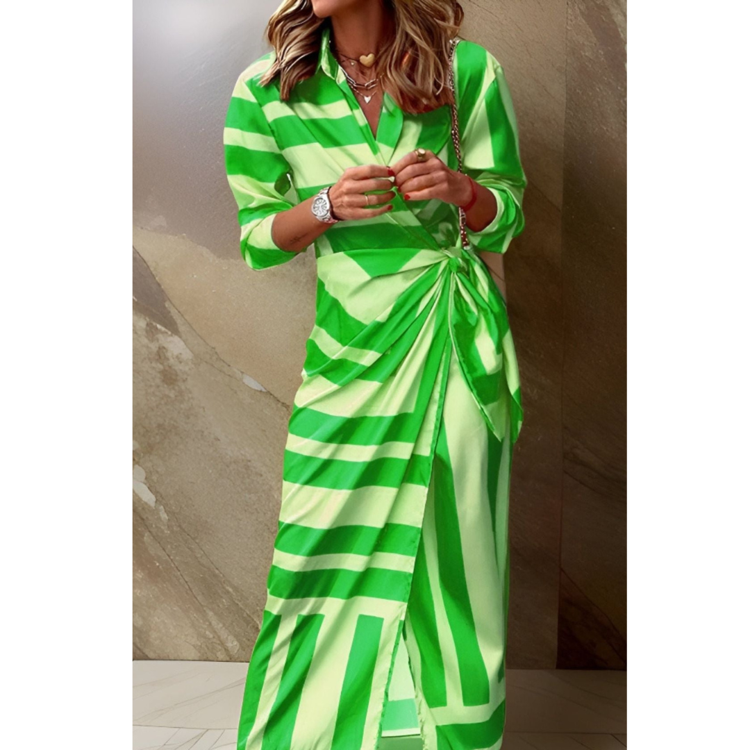 Zara | Bold Stripe Twist-Knot Shirt Midi Dress