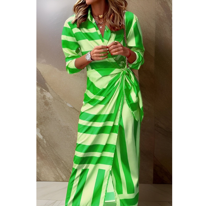 Zara | Bold Stripe Twist-Knot Shirt Midi Dress