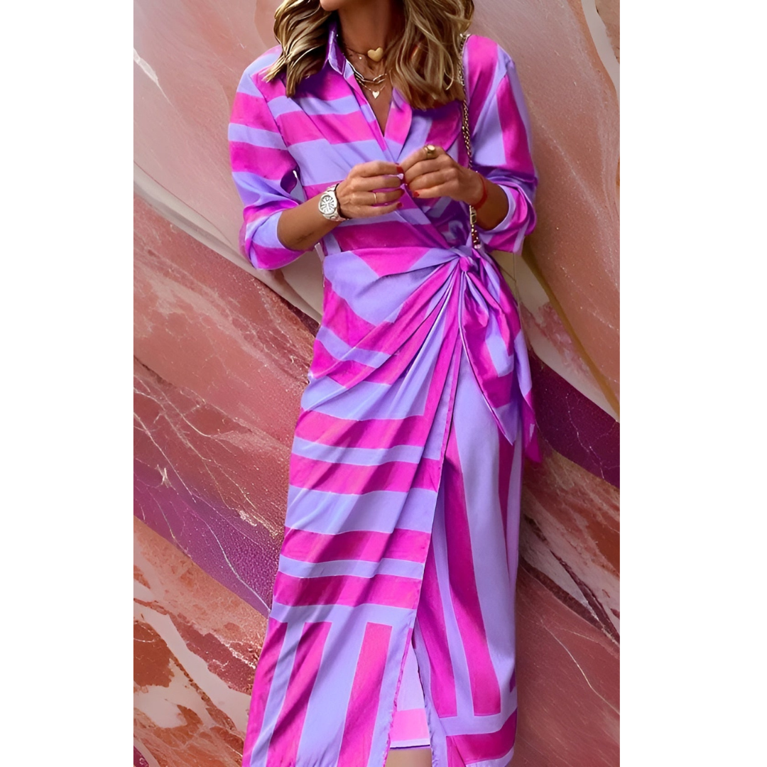 Zara | Bold Stripe Twist-Knot Shirt Midi Dress